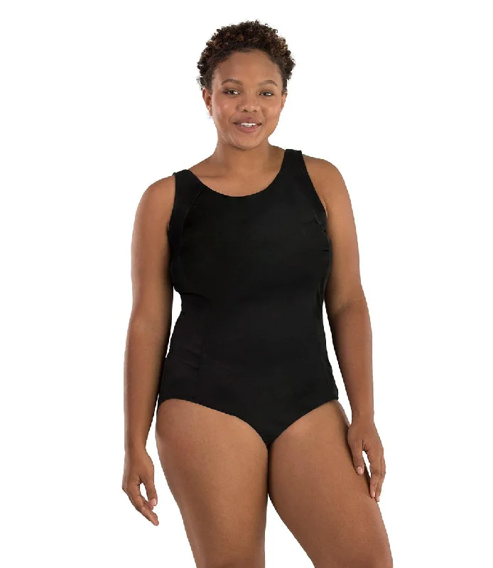 AquaSport™ Princess Seam Tanksuit Black