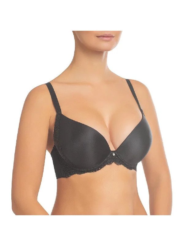 Black Victoria Push Up Bra with Lace Sides