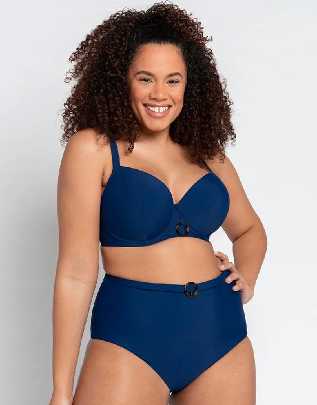 Curvy Kate Retro Sun Padded Balcony Bikini Multiway Top Navy