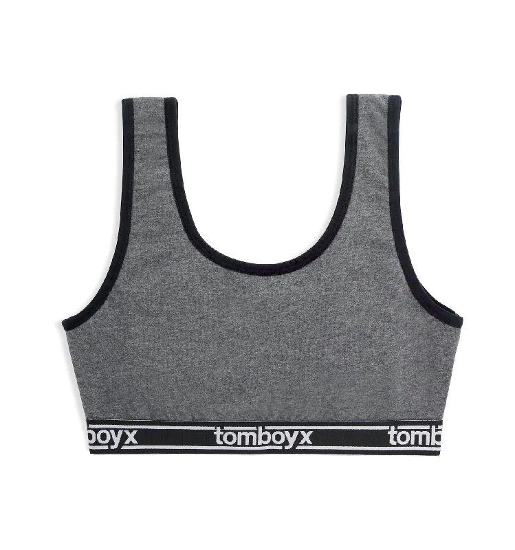 Essentials Soft Bra - Charcoal Logo