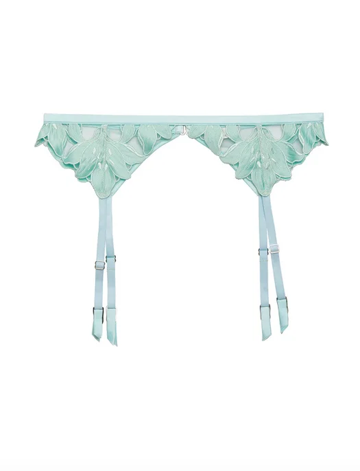 Fleur du Mal Lily Embroidery Garter Belt