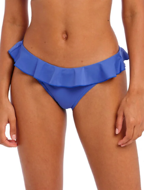 Freya Jewel Cove Italini With Frill Swim Bottom Plain Azure | Plain Azure Blue Freya Bikini Briefs With Frill