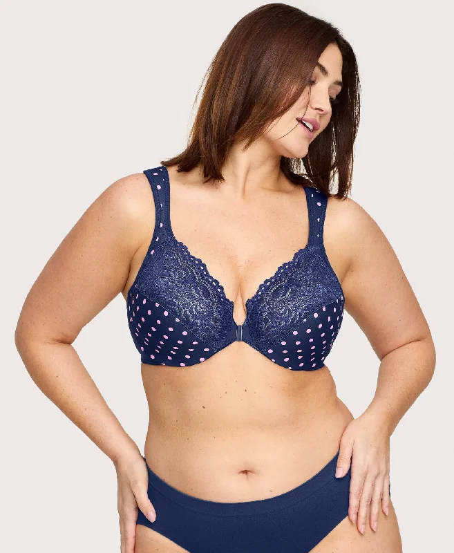 Front-Closure WonderWire Bra Navy Print