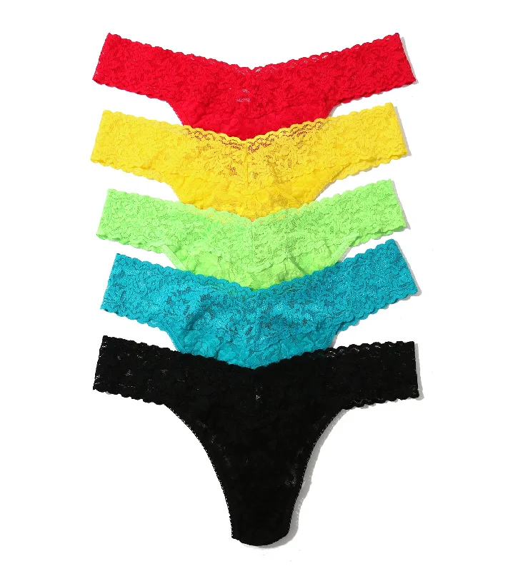 Hanky Panky 5-PACK Signature Lace Original Rise Thong (48115PK) - Extra Spice