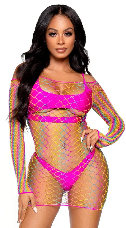 Long Sleeve Rainbow Mini Dress