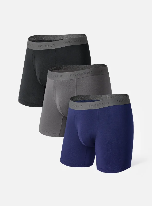 3 Packs Bamboo Rayon Fiber Breathable Boxer Briefs Pouch Support