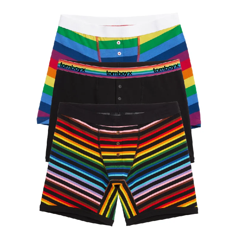 6" Fly Boxer Briefs 3-Pack - Rainbow Stripes