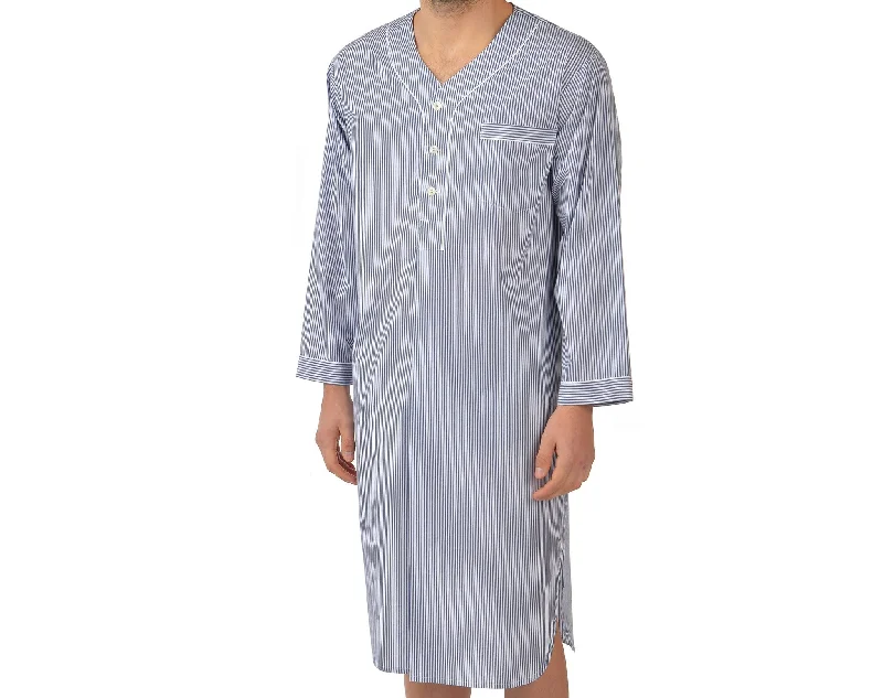 Cotton Nightshirt In Navy Stripe