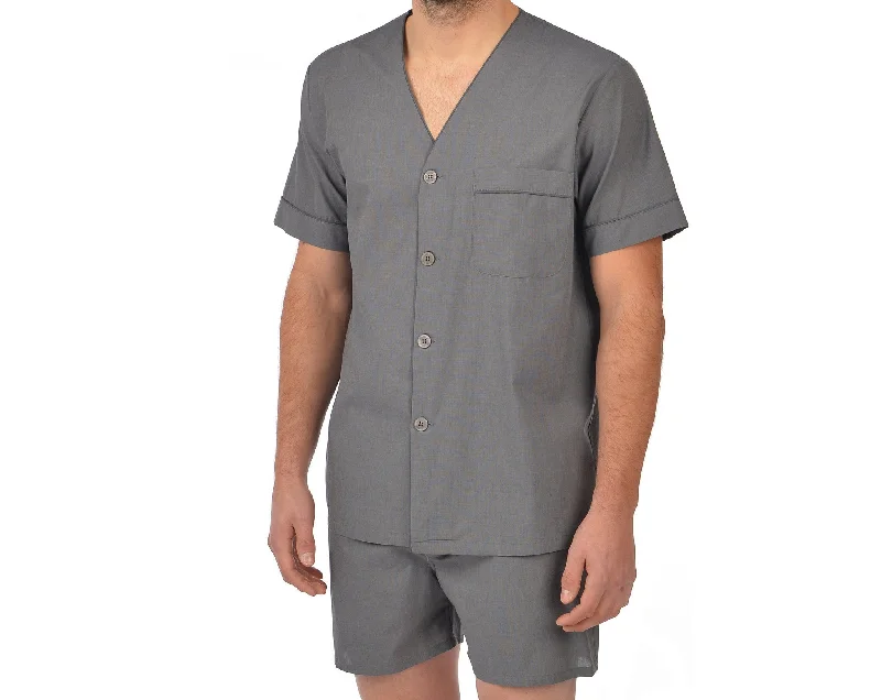 Cotton Shorty Pajama In Charcoal