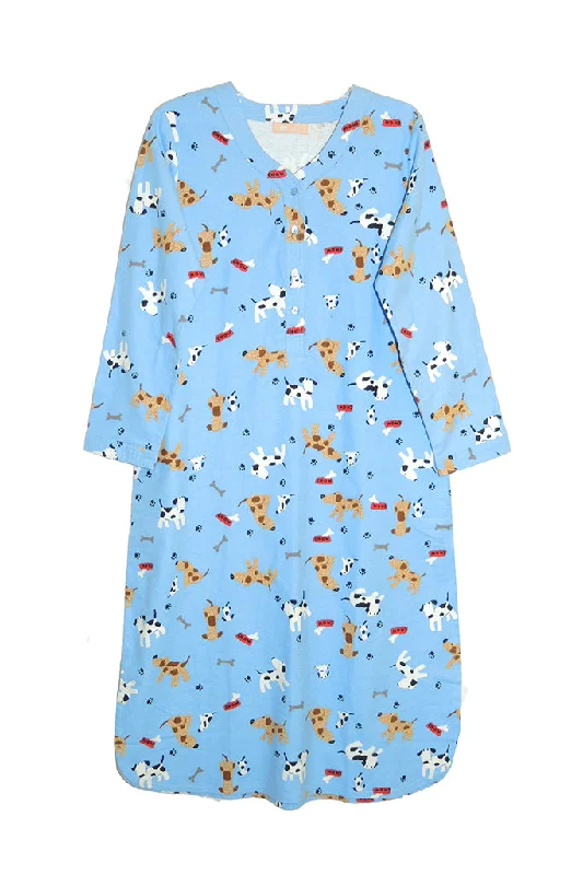 Dog Print Flannel Plus Size Nightshirt