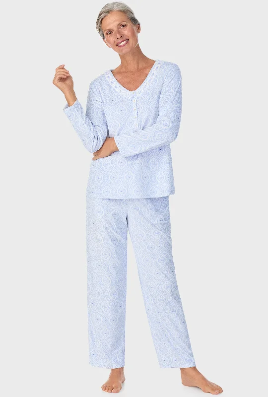 Ice Blue Geo Long Sleeve Henley PJ Set