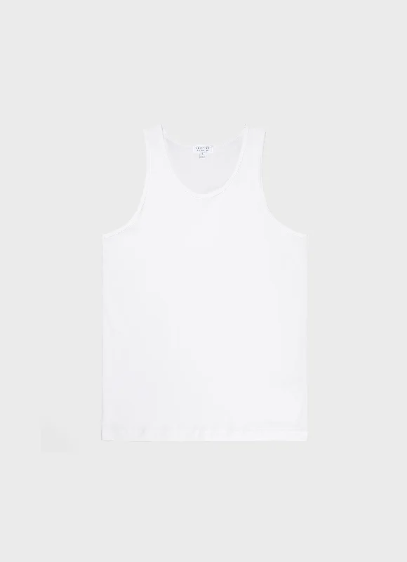 Men's Superfine Cotton Underwear Vest in White