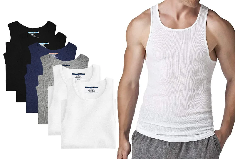 Muscle Ribbed Undershirts Tank Tops | BIG and TALL | Men's (6 Pack)