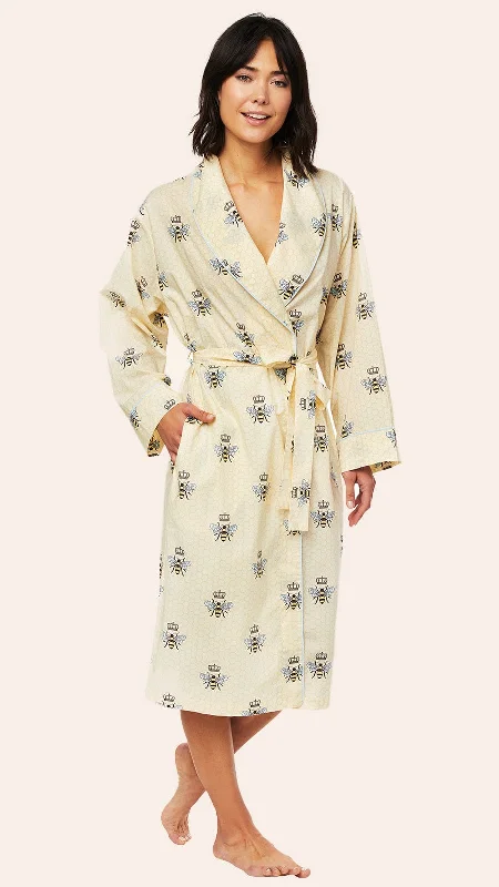 Queen Bee Flannel Robe - Honey