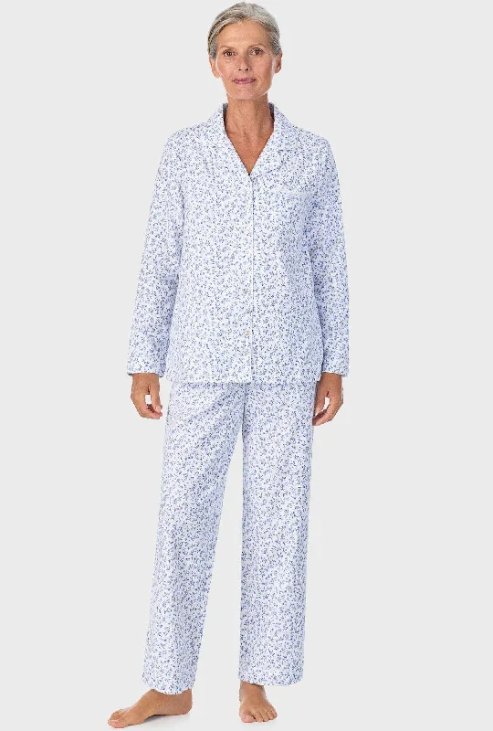 Serenity Blue Floral Notch Collar PJ Set