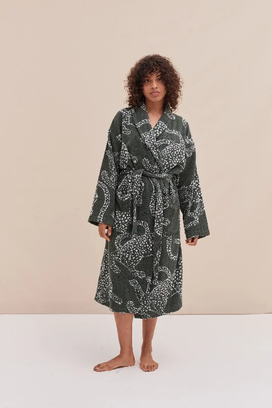 Unisex Towel Robe Jag Print Green