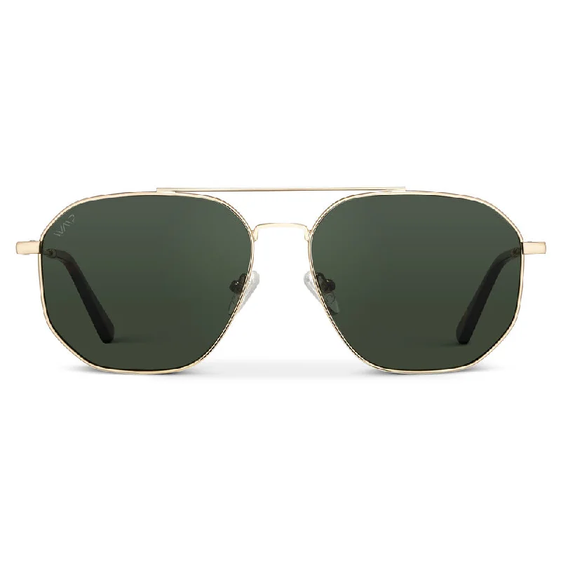 Wear Me Pro Emmett Gold Frame Smoke Green Lens Aviator Sunglasses EmmettAvi014